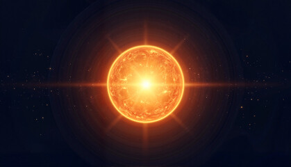 Obraz premium Sun in space radiating light against a dark background
