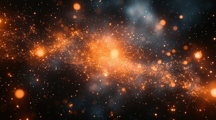 Obraz premium A stunning cosmic scene depicting a galaxy filled with stars and glowing particles.