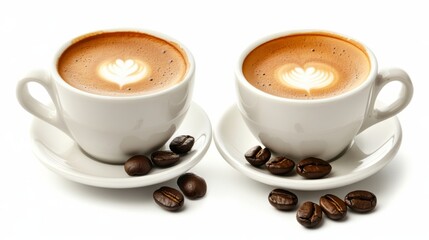 Obraz premium Artistic Coffee Cups with Foam on White Background