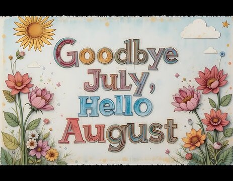 Goodbye July Hello August Floral Greeting