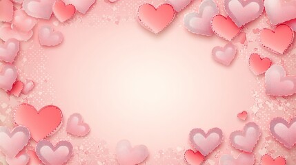 Valentine's Day Background with Paper Hearts
