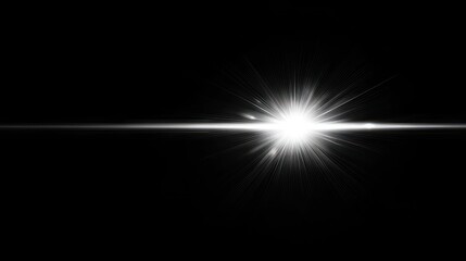 Fototapeta premium Bright Starburst Lens Flare on Black Background