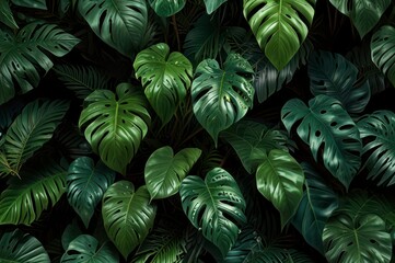 Obraz premium Tropical rainforest lush green monstera