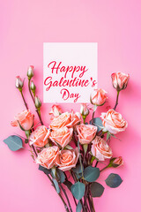 Text Happy Galentine's Day on pastel pink background