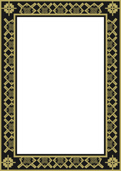 Obraz premium Golden ornamented frame A4 size on a black background. Version 8. Vector illustration