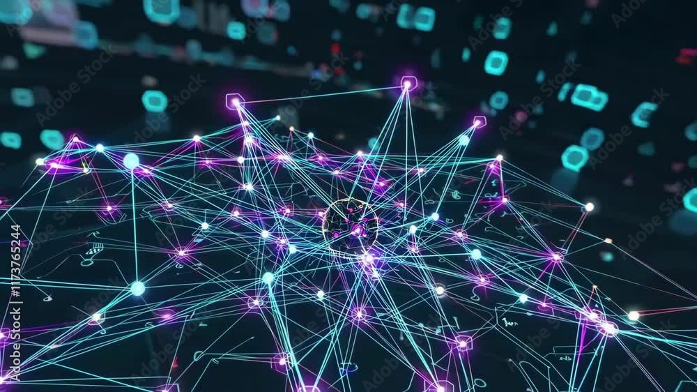 Poster exploring dynamic connections in futuristic network footage