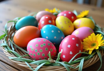 easter eggs in a basket