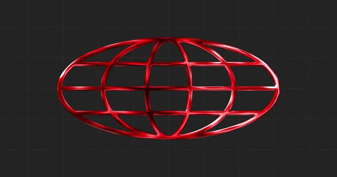 Globe gride in red chrome with black background. y2k aesthetics