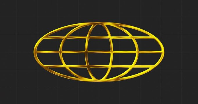 Globe gride in gold chrome with black background. y2k aesthetics