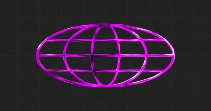 Globe gride in pink chrome with black background. y2k aesthetics
