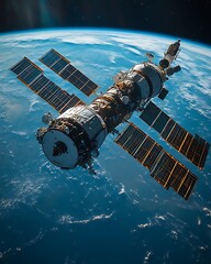 Space station orbiting Earth. (2)