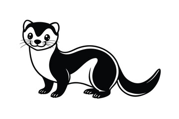 cute-ferret-cartoon-coloring-page-illustration