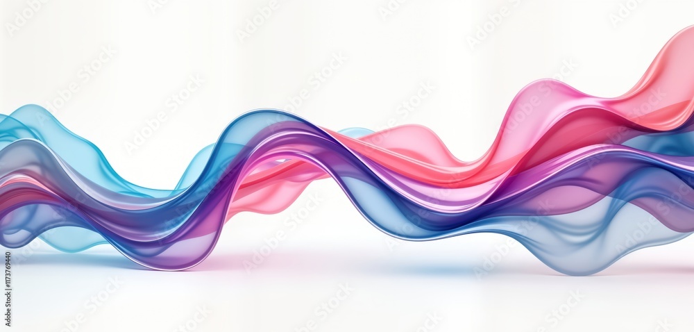 Fototapete abstract iridescent wave shape with flowing colours. multi-colored 3d rendering. dynamic, fluid desi