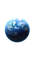 Fototapeta premium Blue planet earth isolated on white background. Clipping path, Side lit