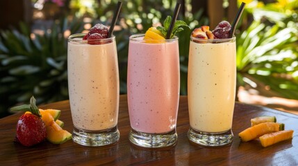 Fresh Fruit Milkshakes in Vibrant Colors