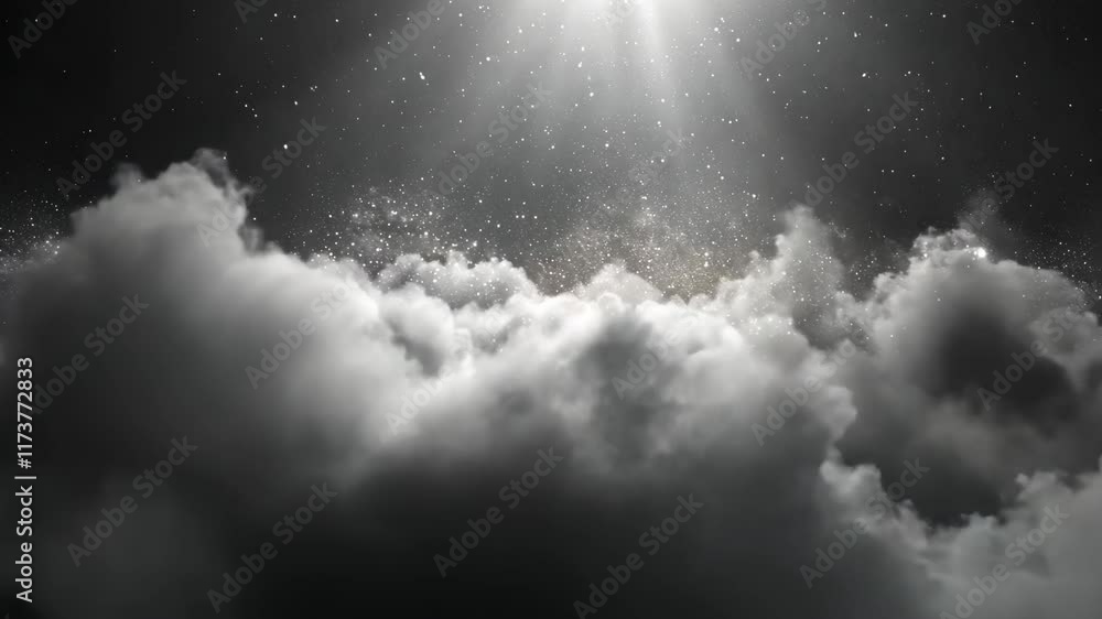 Poster light breaks through clouds creating a mystical atmosphere in the sky during twilight