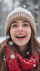 portrait of a smiling girl in winter