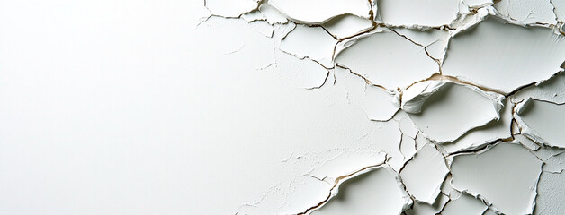 white color cracked wall texture paint martial finish background with blank copy space at side 