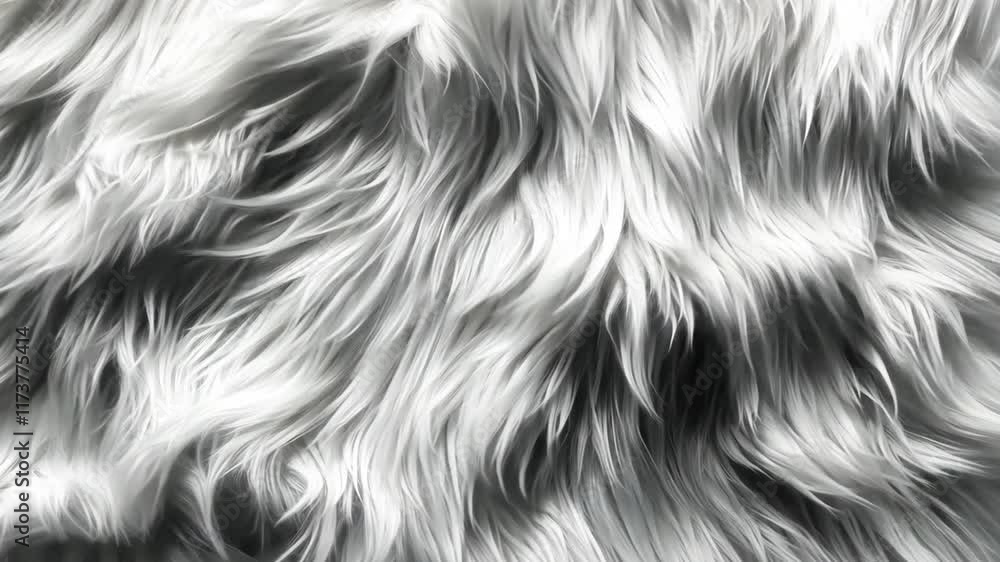Aufkleber texture of fluffy white fur with intricate patterns and soft waves creating a serene and cozy atmosp