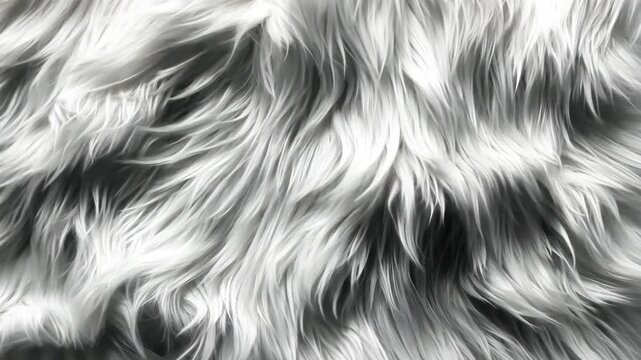 Texture of fluffy white fur with intricate patterns and soft waves creating a serene and cozy atmosphere
