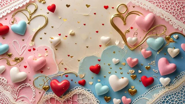 Lovely hearts on a pastel background, perfect for Valentine's Day