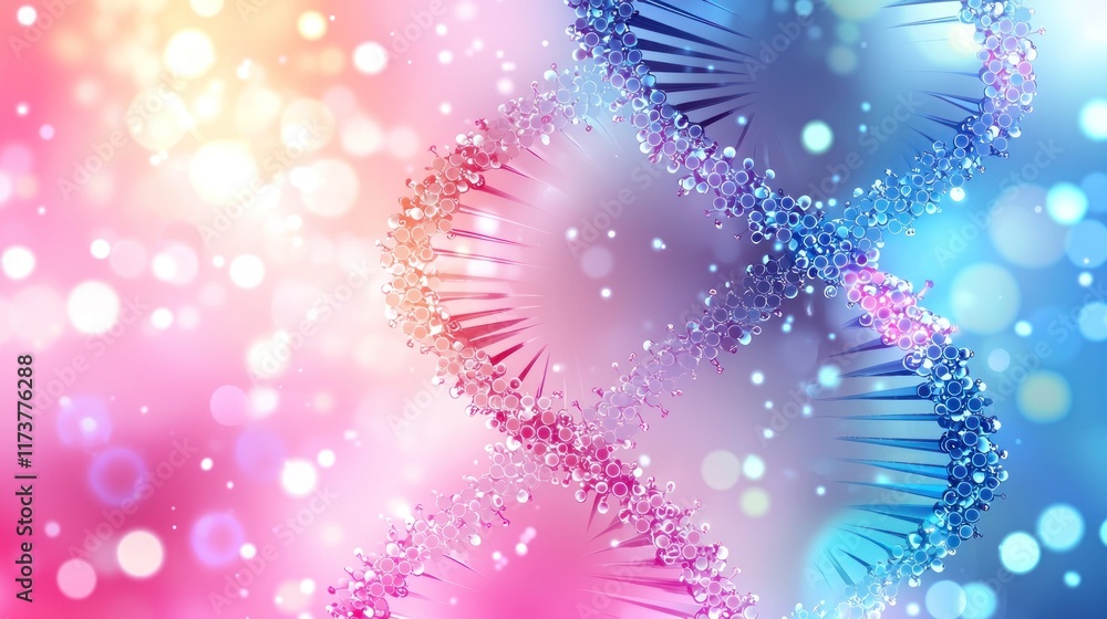 Poster abstract dna double helix structure: a colorful molecular representation