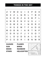 word search Things in the sky