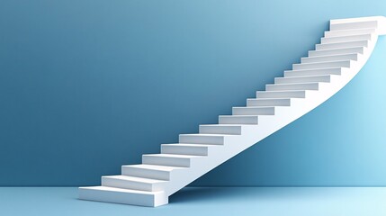 Obraz premium Modern architectural staircase with clean lines and blue background for interior design