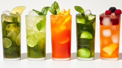 Refreshing Teas in Creative Presentation with Natural Lighting