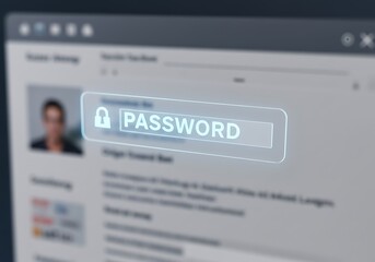 Password Box in Internet Browser. tech background