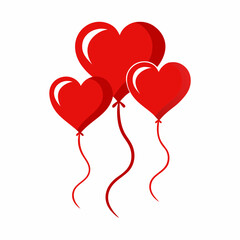 Heart-Shaped Red Balloons Vector Illustration