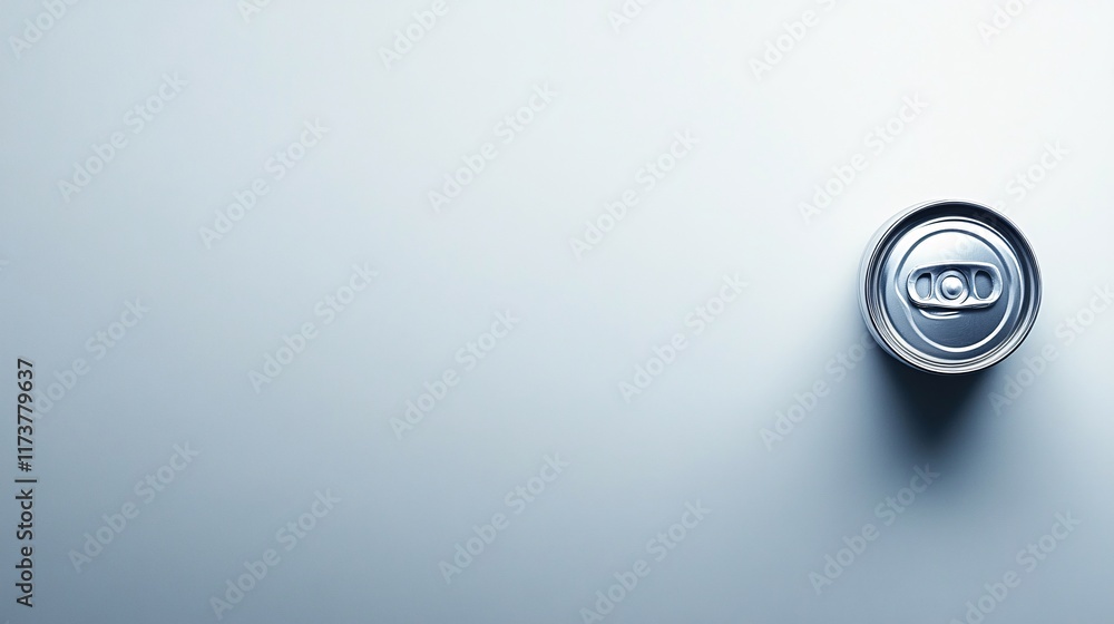 Aufkleber metal can resting on a smooth surface illuminated by soft light