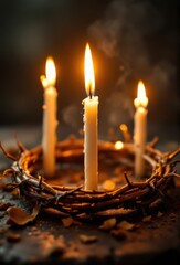 burning candles in the church