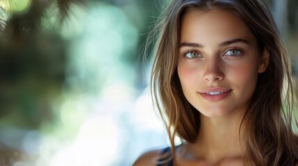 Fototapeta premium Stunning Portrait of a Young Woman with Green Eyes