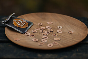 The old wooden scandinavian runes 