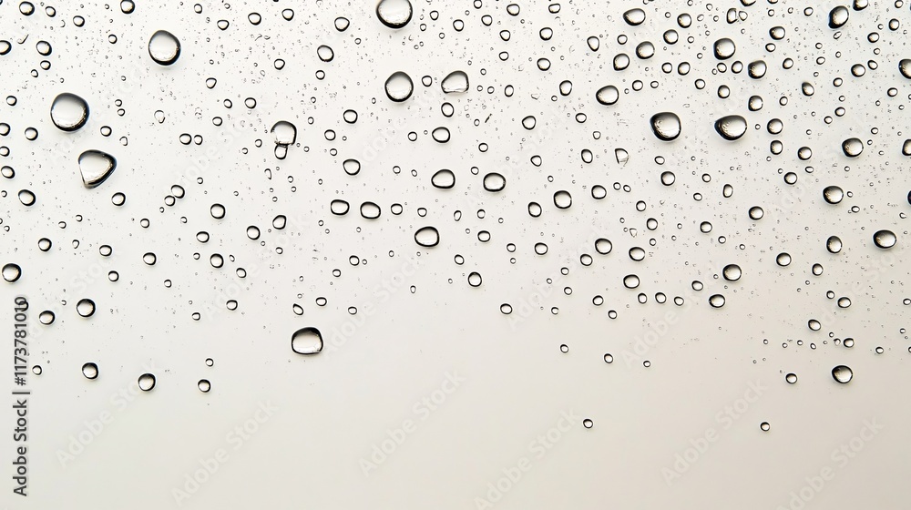 Poster water droplets create a beautiful pattern on a smooth surface during a refreshing rain