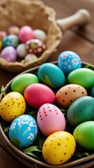 easter eggs in a basket