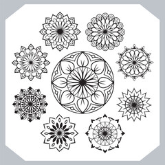 Minimal Mandala Silhouettes Beautiful Vector Logotype Designs