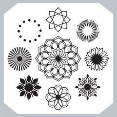 Obraz premium Minimal Mandala Silhouettes Beautiful Vector Logotype Designs