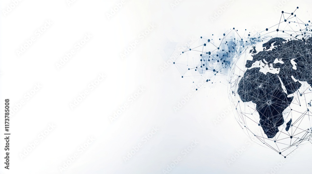 Poster abstract digital network global connection background. technology futuristic world map. science tech