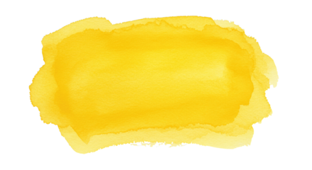 yellow watercolor paint stroke background. on transparent background, png.