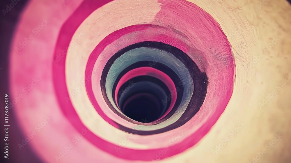 Poster abstract vortex: a mesmerizing spiral of vibrant colors, painted in concentric circles creating an i