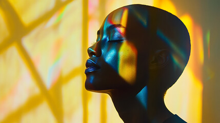 Vibrant Abstract Light Portrait with Colorful Reflections