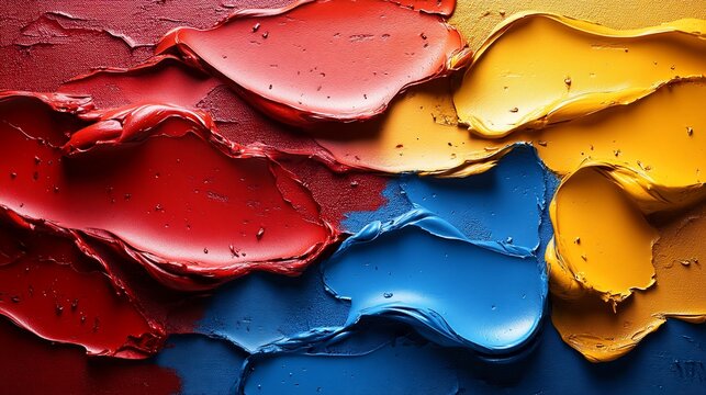 Vibrant Oil Paint Texture: A Symphony of Red, Blue, and Yellow