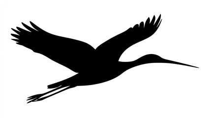 Silhouette of a black bird in mid-flight against a clean white background, symbolizing freedom and ideas taking flight.