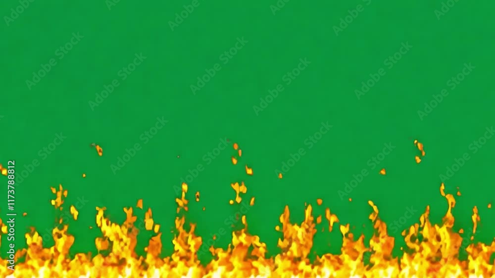 Poster bright flames dance and flicker with vivid colors against a green backdrop, creating a striking visu