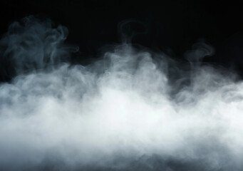 Realistic black smoke or fog isolated white background. Rising smoke Texture overlays. Graphic design element, decoration