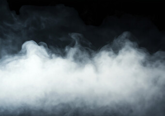 Realistic black smoke or fog isolated white background. Rising smoke Texture overlays. Graphic design element, decoration © QualityStock
