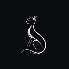 A beautiful stylish silhouette of a cat in a unique minimalistic design style