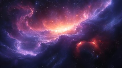 Obraz premium Cosmic Nebula Swirling Purple and Orange Hues